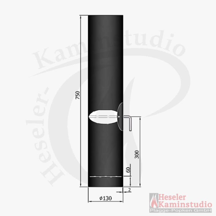 Rauchrohr zylindrisch mit Kondensring und DK+Tür (130 Ø mm)