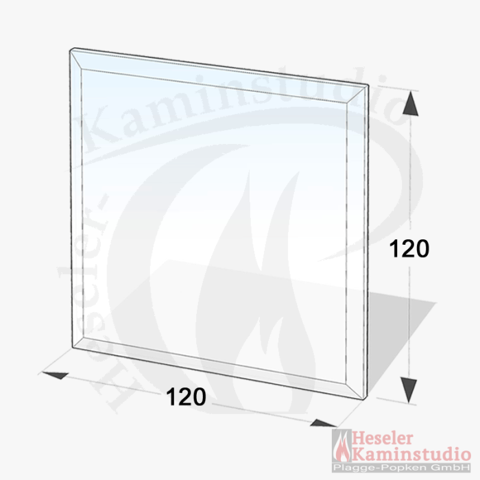 Glasbodenplatte 6 mm Quadrat 120x120 cm mit Facette