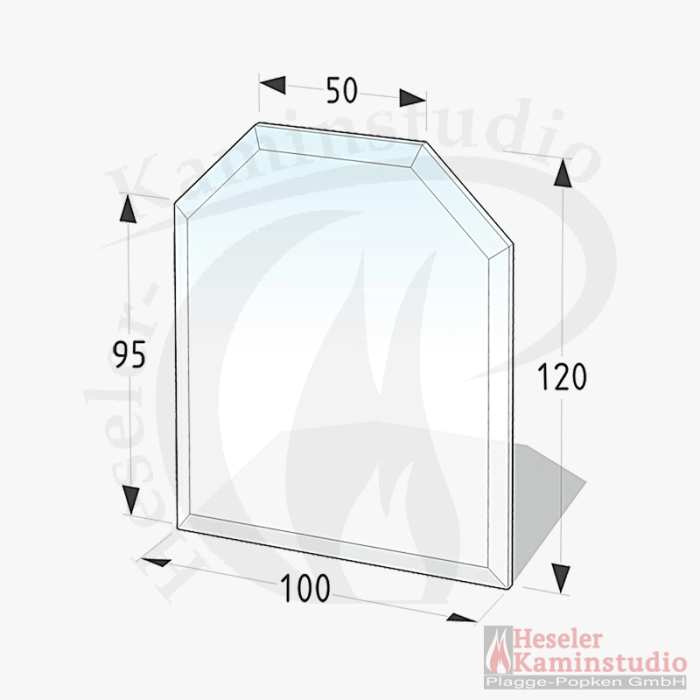Glasbodenplatte 8 mm 6-Eck 100x120 cm mit Facette