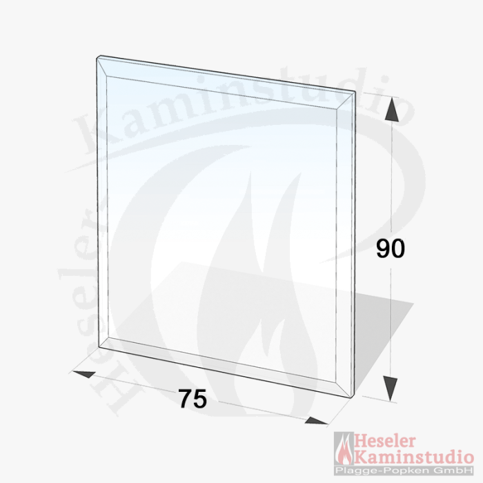 Glasbodenplatte 8 mm Rechteck 75x90 cm mit Facette